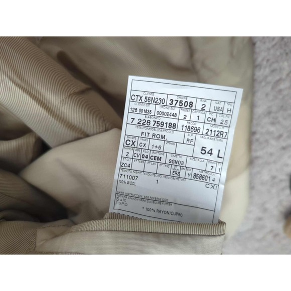 Ermenegildo Zegna Blazer Mens 54L Beige 2 Button Pockets Classic Formal *FLAW* - Picture 10 of 13